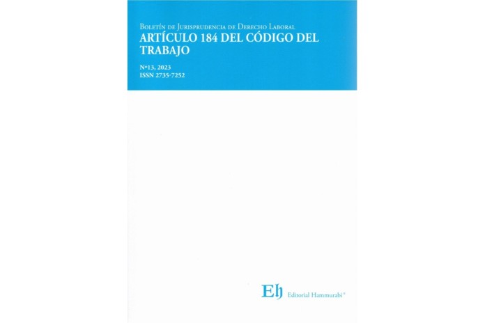 BOLETÍN DE JURISPRUDENCIA DE DERECHO LABORAL Nº13 - ARTÍCULO 184 DEL CÓDIGO DEL TRABAJO