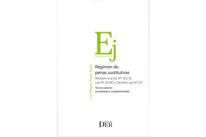 RÉGIMEN DE PENAS SUSTITUTIVAS - REVISIÓN A LA LEY Nº18.216, Nº20.587 Y DL Nº321- 3ª EDICIÓN