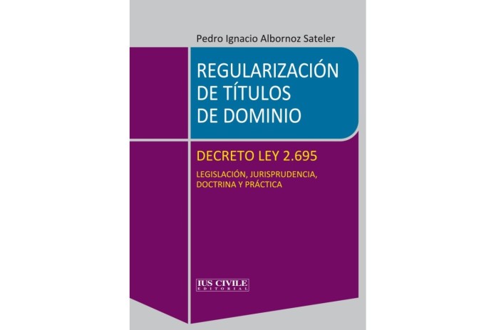 REGULARIZACIÓN DE TÍTULOS DE DOMINIO - DECRETO LEY 2.695 - LEGISLACIÓN, JURISPRUDENCIA, DOCTRINA Y PRÁCTICA